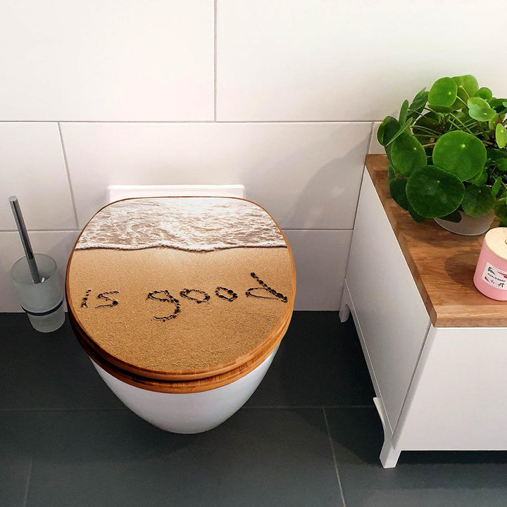 banjado Design WC Sitz Bambus Absenkautomatik 45,8x37,5cm - Toilettendeckel mit Absenkautomatik Holz