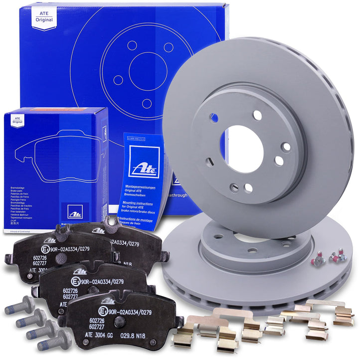 ATE Bremsenset Vorderachse inkl. Bremsscheiben vorne Ø 288 mm belüftet und Bremsbeläge vorne Kompati