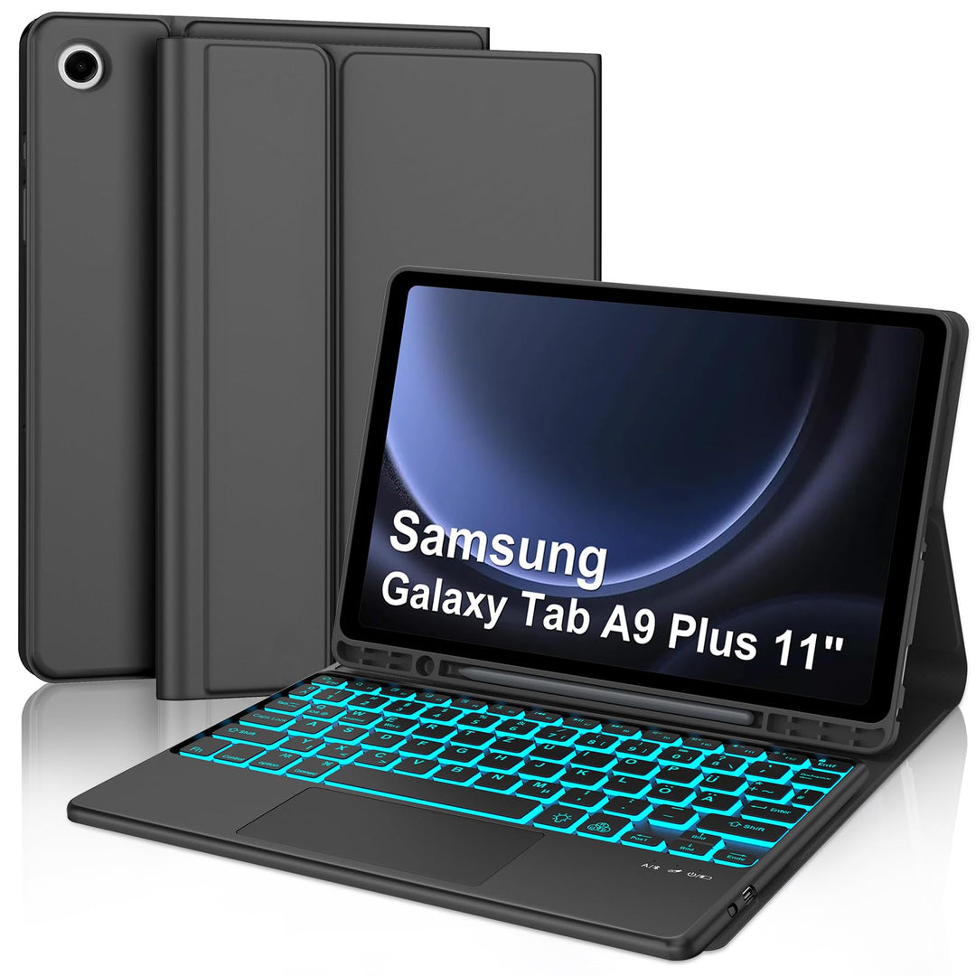 IVEOPPE Tastatur Hülle für Samsung Galaxy Tab А9 Plus 11 Zoll Con Touchpad, [QWERTZ Deutsches], Blue