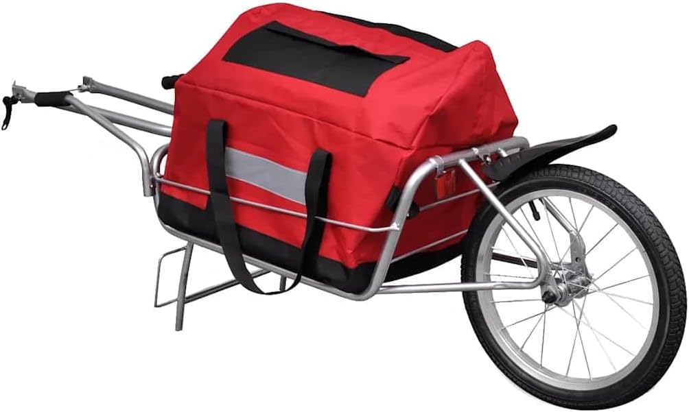 Fahrradanhänger mit Tasche 40 kg Tragkraft Einrad Lastenanhänger für Fahrradtransport Rot 1, Rot 1