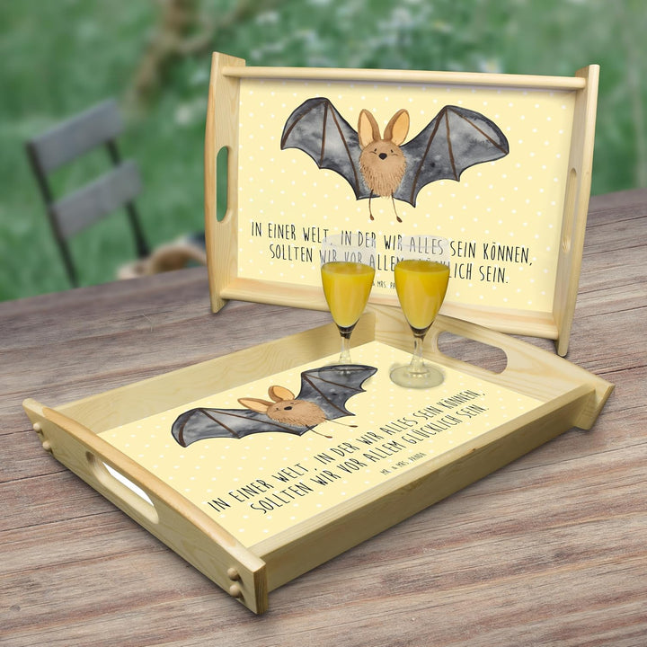 Mr. & Mrs. Panda Serviertablett Fledermaus Flügel - Geschenk, Gute Laune, Dekotablett, Tiere, Küchen