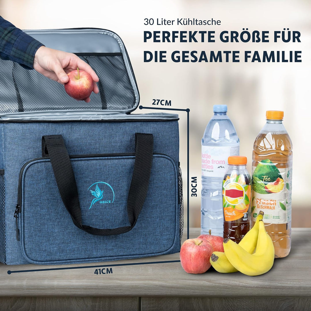 Obics Kühltasche klein 20L & Gross 30L, Kühlbox faltbar mit Flaschenöffner Lunchtasche Herren - lang