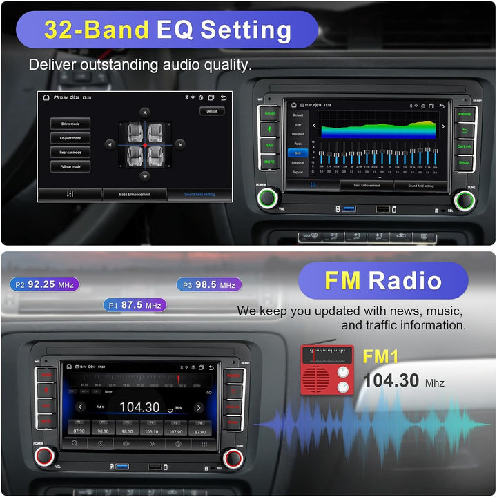 8 Core Autoradio mit Navi Bildschirm für VW T5 Golf 5 6 Polo Sharan Seat Passat Tiguan,7 Zoll Golf R