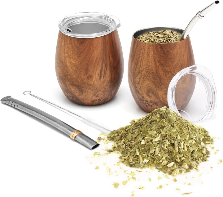 balibetov Mate Becher Set (2 Yerba Mate teebecher set, 5 pcs) - enthält Zwei Doppelwandiger 18/8 Ede