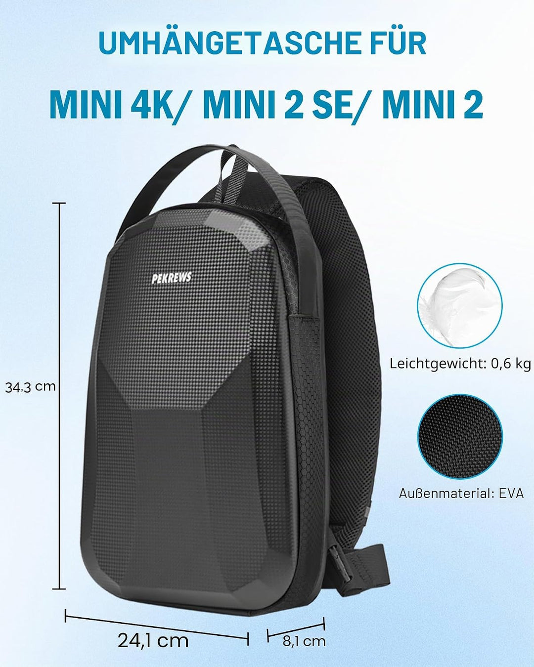 PEKREWS Mini 4K Tasche, Tragbare Koffer für DJI Mini 4K /2/2 SE und RC-N1 Fernsteuerung, Kompakte Re