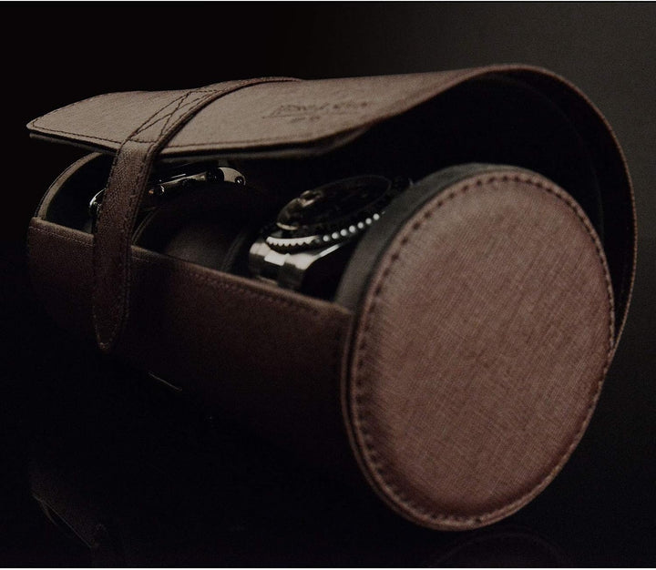Heisse & Söhne seit 1976 - Uhrenrolle 3 Uhren braun. Elegante Uhrenbox, Uhrenetui, Uhren Aufbewahrun
