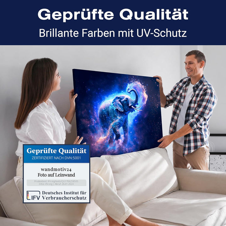 wandmotiv24 Leinwandbild Fantasy, 100x75cm, Querformat, Elefant, Deko, Bilder auf Leinwand, Wanddeko