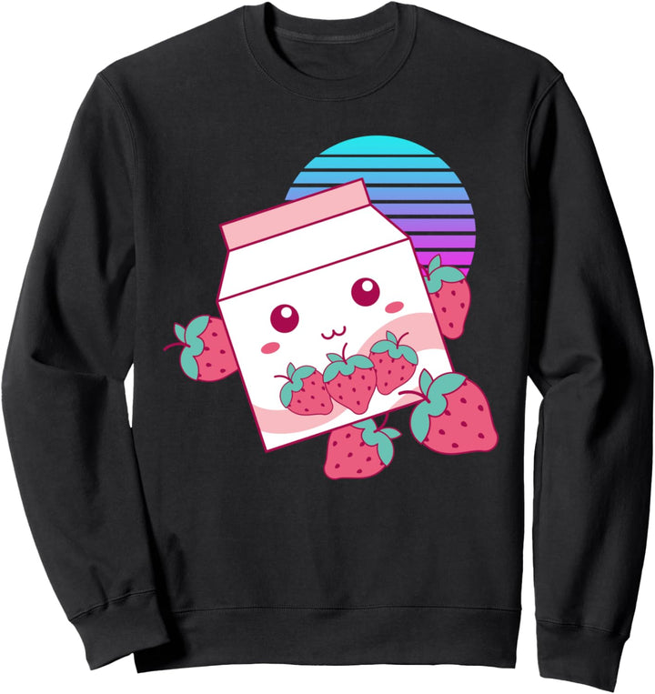 Kawaii Vaporwave Japanischer Anime Manga Erdbeer Milchshake Sweatshirt