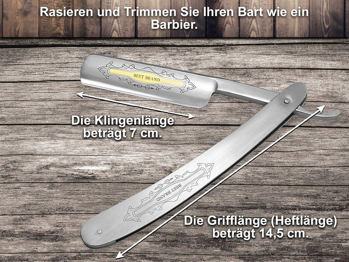 InstrumenteNrw Rasiermesser Geschenke Set - Solinger Schleifpaste mit Kombi Streichriemen aus Leder