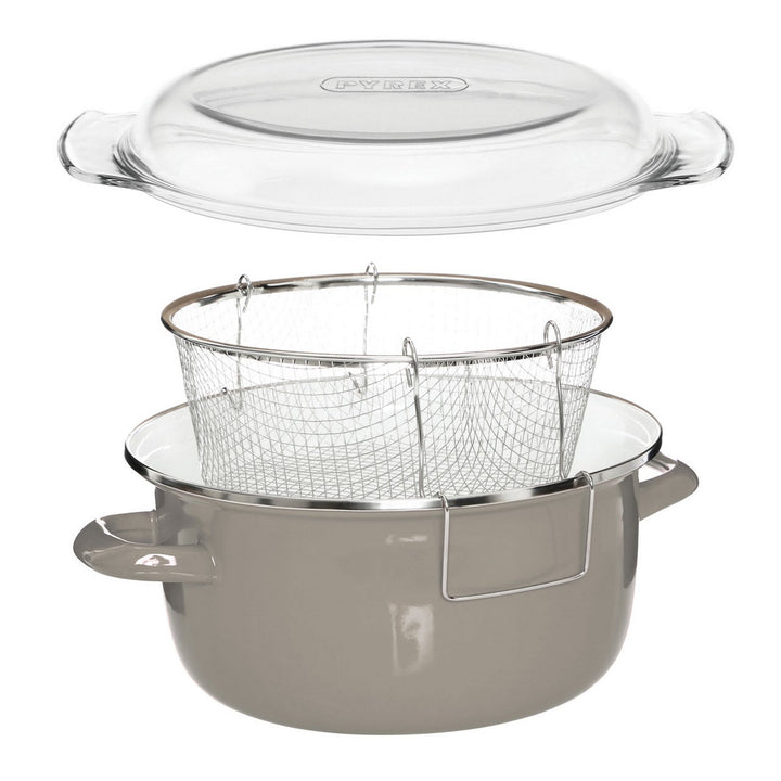 Premier Housewares 0102117 Fritteuse, Glas, Metall, 5 liters, grau, H16 x W33 x D27cm Grau Fritteuse