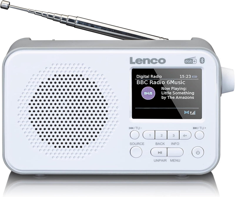 Lenco PDR-036 tragbares DAB+ Radio - Bluetooth 5.0 - PLL FM Radio - 4 Speicherplatztasten - 2,4” Far