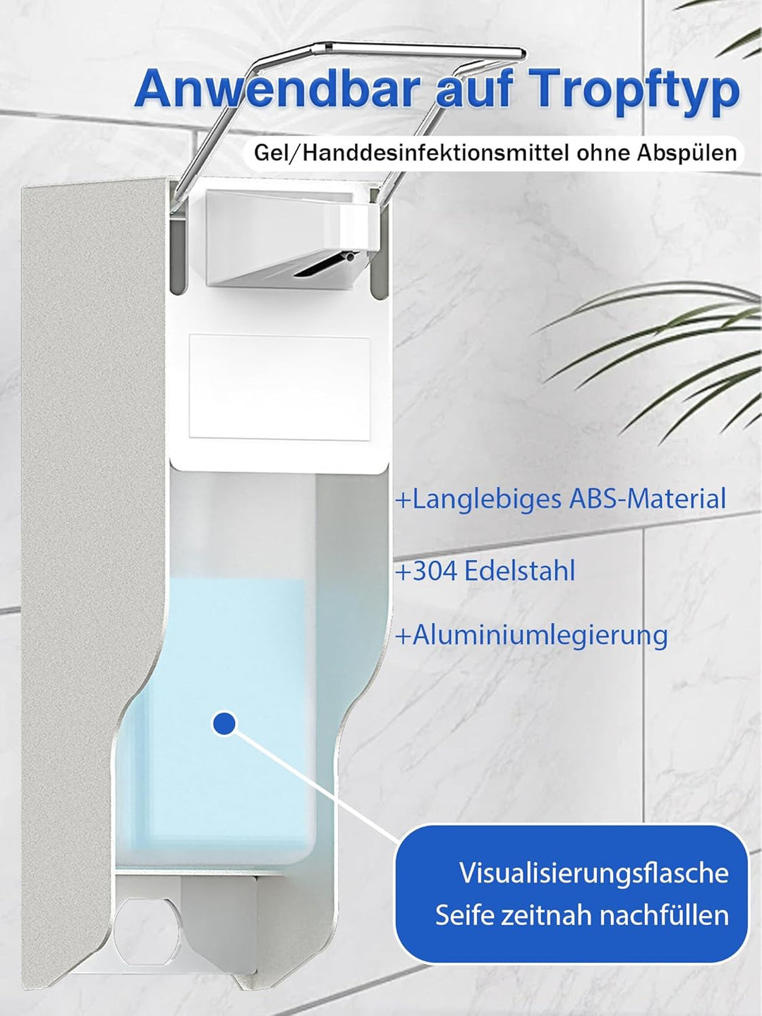 Eurospender 500 Ml Desinfektionsspender Wand Aluminium Seifenspender Wandbefestigung Mit Ellbogendru