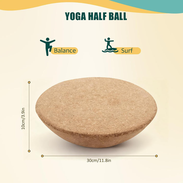 Nastopee Balance Board Kork Halbkugel,Pures Surf-Feeling & Ganzkörpertraining,Halbkugel Balance Ball