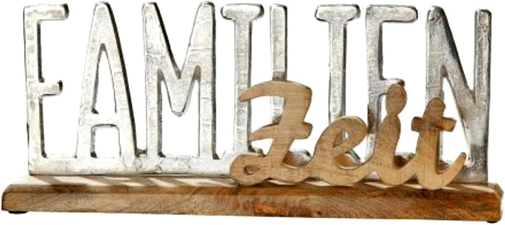 GILDE Familien Zeit Deko Alu und Mango Holz ca 43 cm