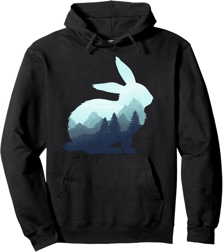 Kaninchen-Hase-Doppelbelichtungs-surreales Tier Pullover Hoodie