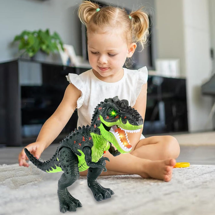HYAKIDS Dinosaurier Spielzeug mit Sprühen, Lichtern und Brüllen, Gehen, Elektronik T-Rex Dino Spielz