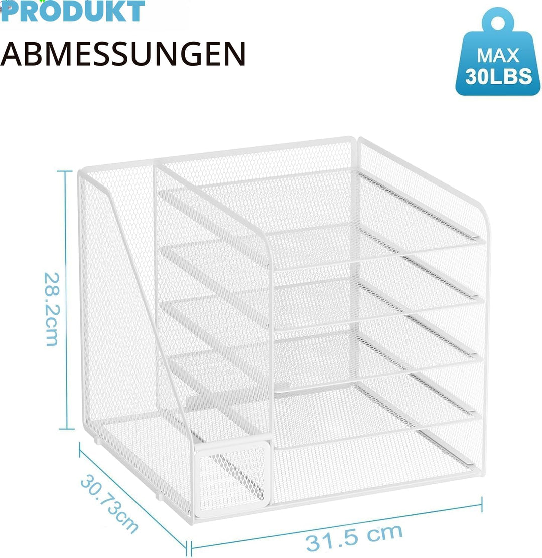 Marbrasse Schreibtisch Organizer und Büro Zubehör,5-Tier Briefablage,Mesh Büro Organizer für Schreib