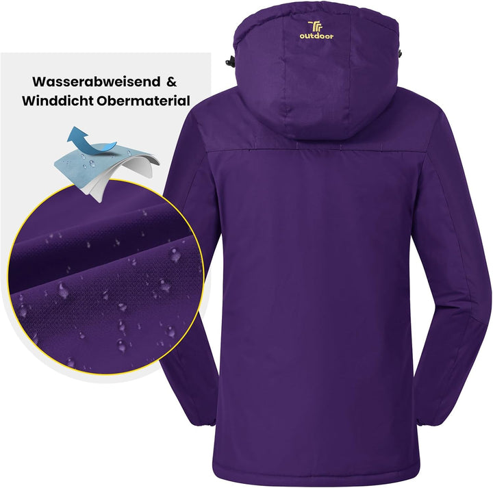donhobo Damen Jacken Fleecejacke Winterjacke Wasserdicht Atmungsaktiv Verdickt Warm Winddicht Softsh