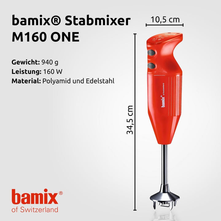 bamix Stabmixer Set M160 ONE inkl. Multifunktionsmesser aus Edelstahl, 160 Watt, 2-Stufen, Made in S