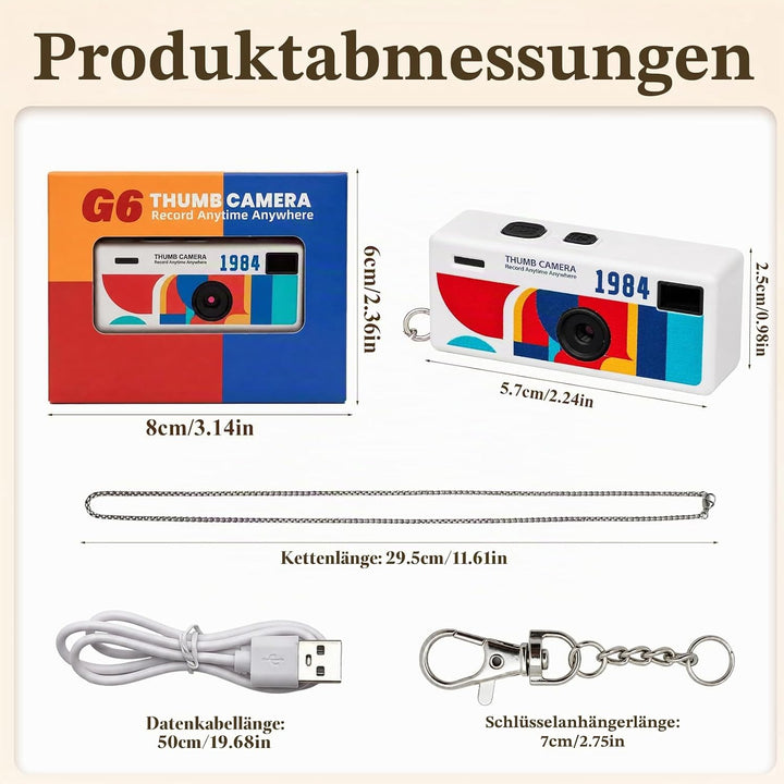 Mini Schlüsselanhänger Digitalkamera, Mini-Daumenkamera Weiss, Weiss