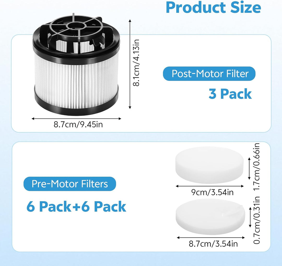3 Stück Ersatzfilter für Levoit LVAC 200 Akku Staubsauger, Hochleistungsfilterung, mit 6 Vormotorefi