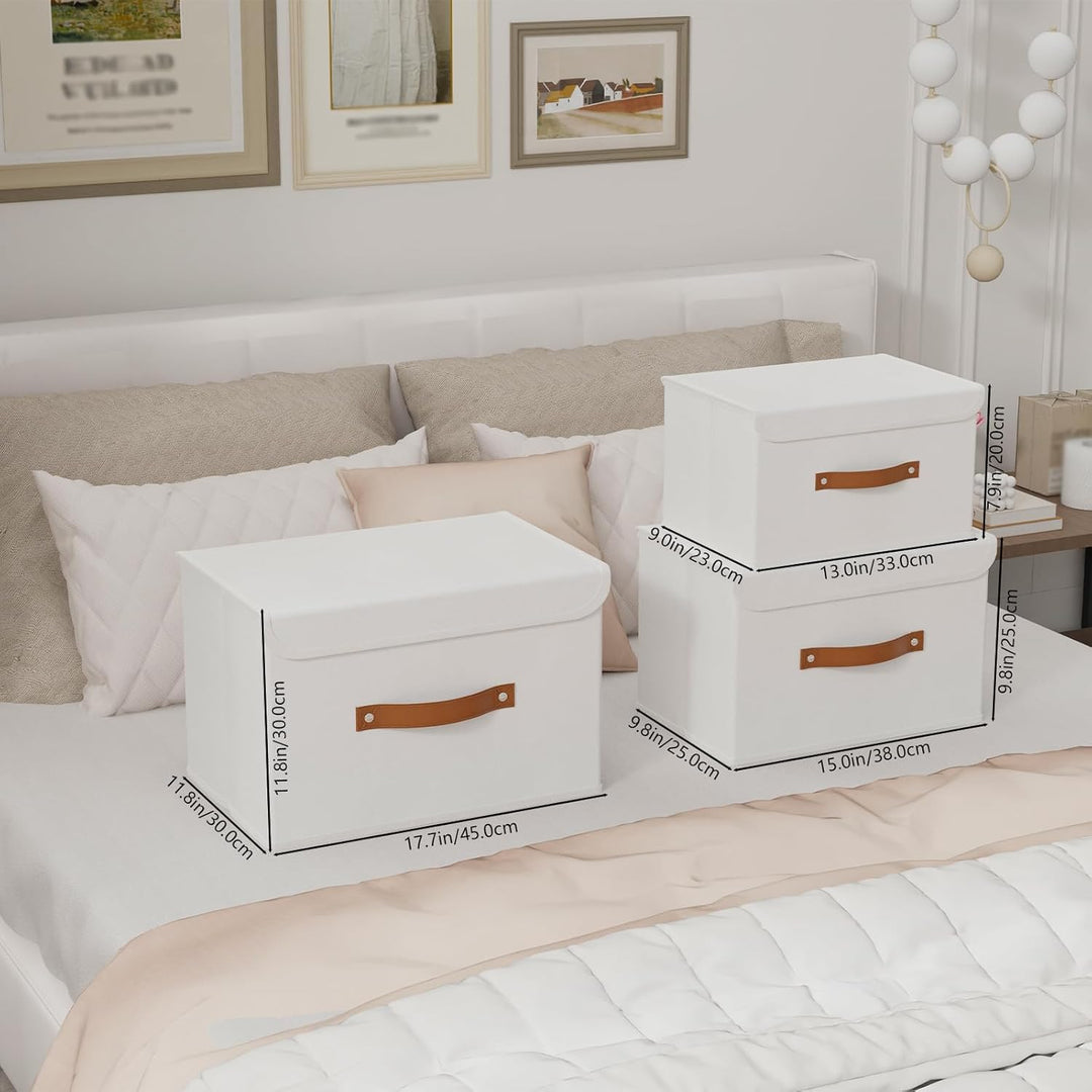 Yawinhe 3 Stück Aufbewahrungsbox aus Stoff, Faltbare Stoffboxen, Waschbare, für Schlafzimmer, Kleide