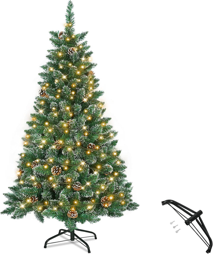 LZQ Künstlicher Weihnachtsbaum mit Beleuchtung, 150cm Weihnachtsbaum Künstlich, PVC Christbaum mit W