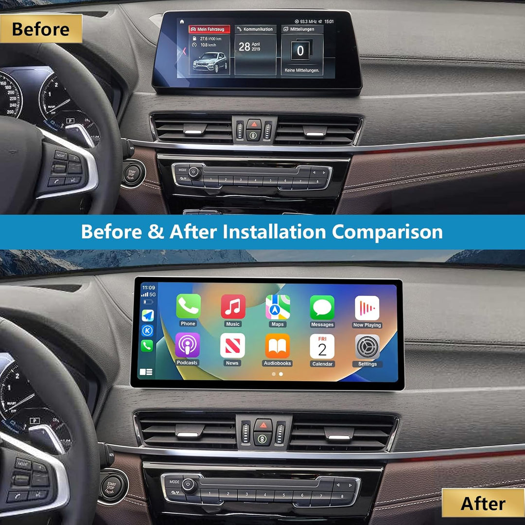 Autoradio 12,3-Zoll-Touchscreen mit kabellosem Carplay und Android Auto für 2016-2022 BMW X1-Serie F