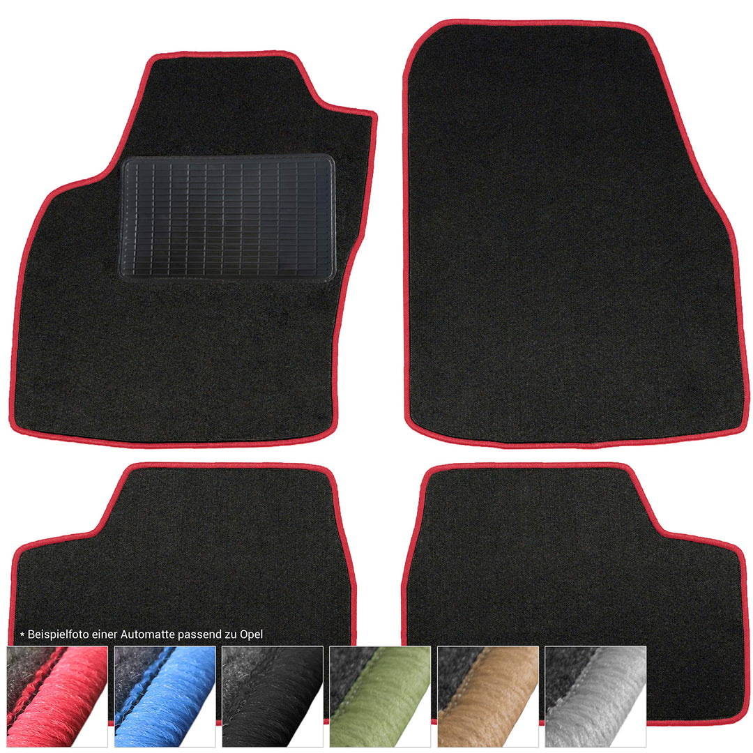 moto-MOLTICO Fussmatten Auto Velours Autoteppiche Schwarz Automatten Set 4-teilig passend für Opel C