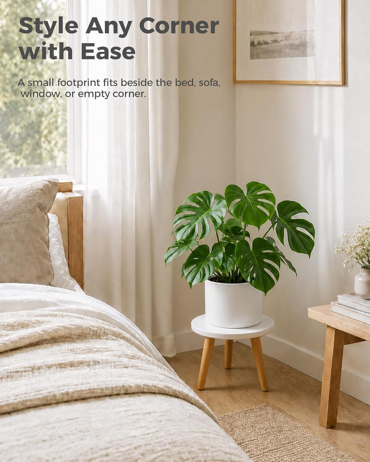 Bamworld Blumenständer klein – Moderner Beistelltisch & Pflanzenständer aus Holz, Rundes Design für
