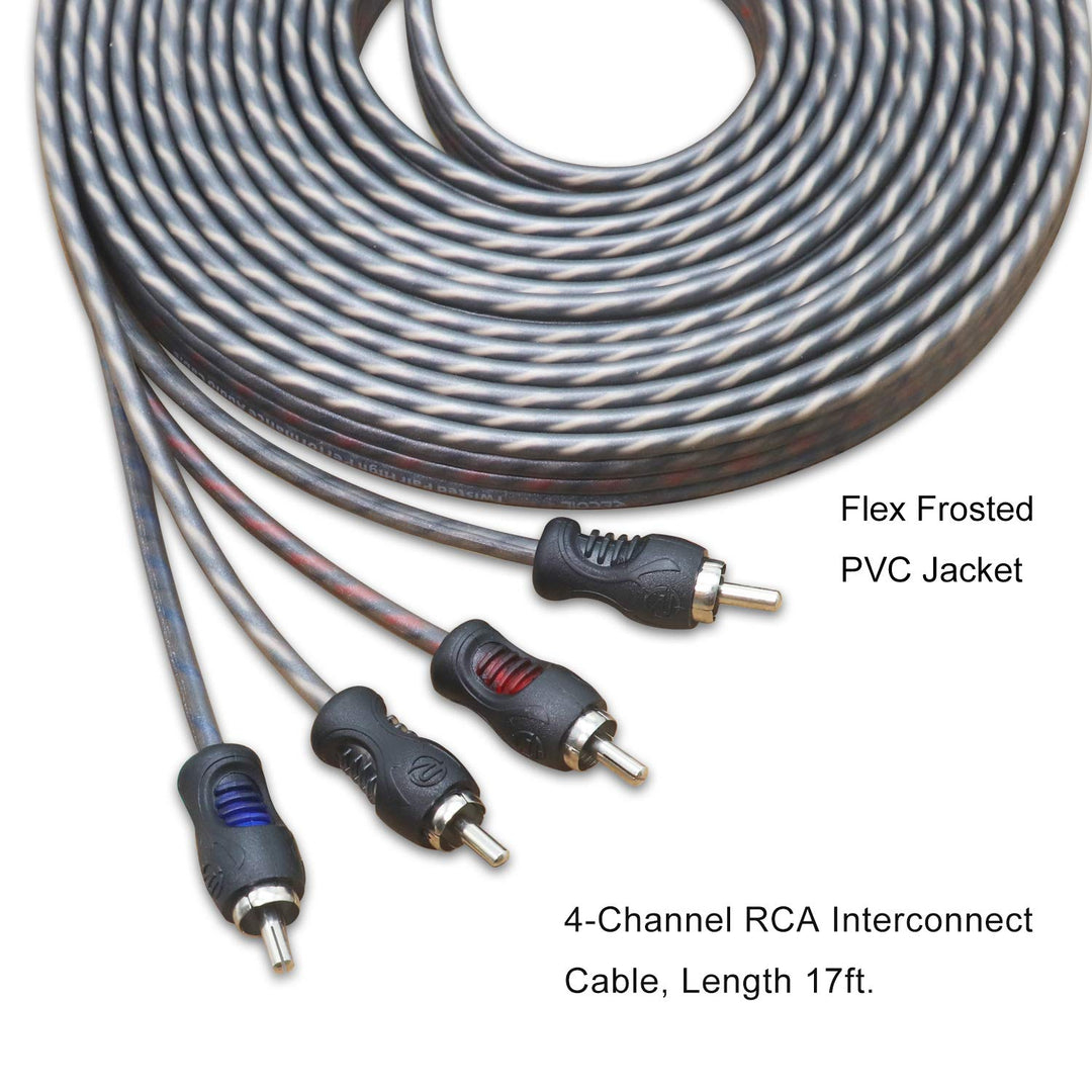 RECOIL RCI417 100% sauerstofffreies Kupfer, 5,2 m, 4-Kanal-Cinch-Audiokabel, Twisted Pair mit Rausch