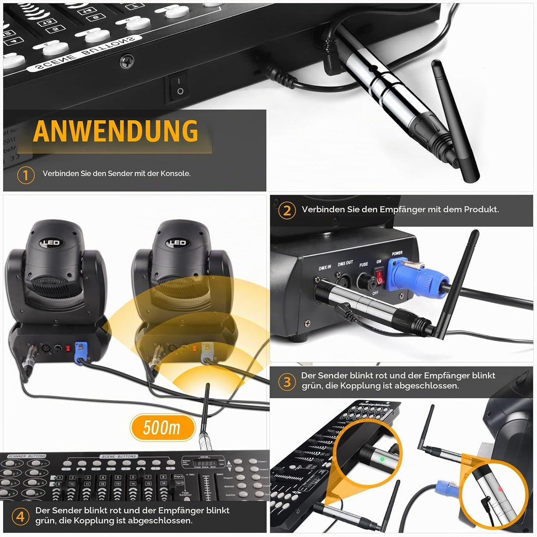 UKing Wireless DMX Controller mit Boxen, Wireless DMX512 Transmitter/Empfänger LED Lighting Controll