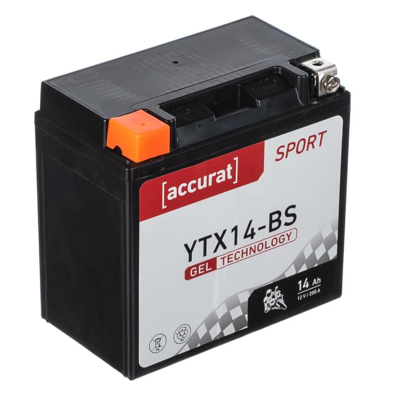 Accurat Motorradbatterie YTX14-BS 14Ah 200A 12V Gel Technologie Starterbatterie in Erstausrüsterqual