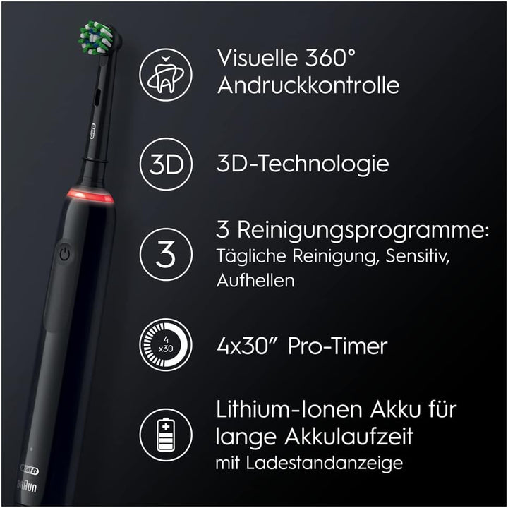 Oral-B PRO 3 3500 Elektrische Zahnbürste/Electric Toothbrush, mit 3 Putzmodi und visueller 360° Andr
