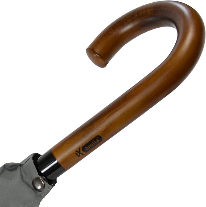 iX-brella Herren Stockschirm Automatik mit Echtholz-Rundhakengriff Grau grey, grey