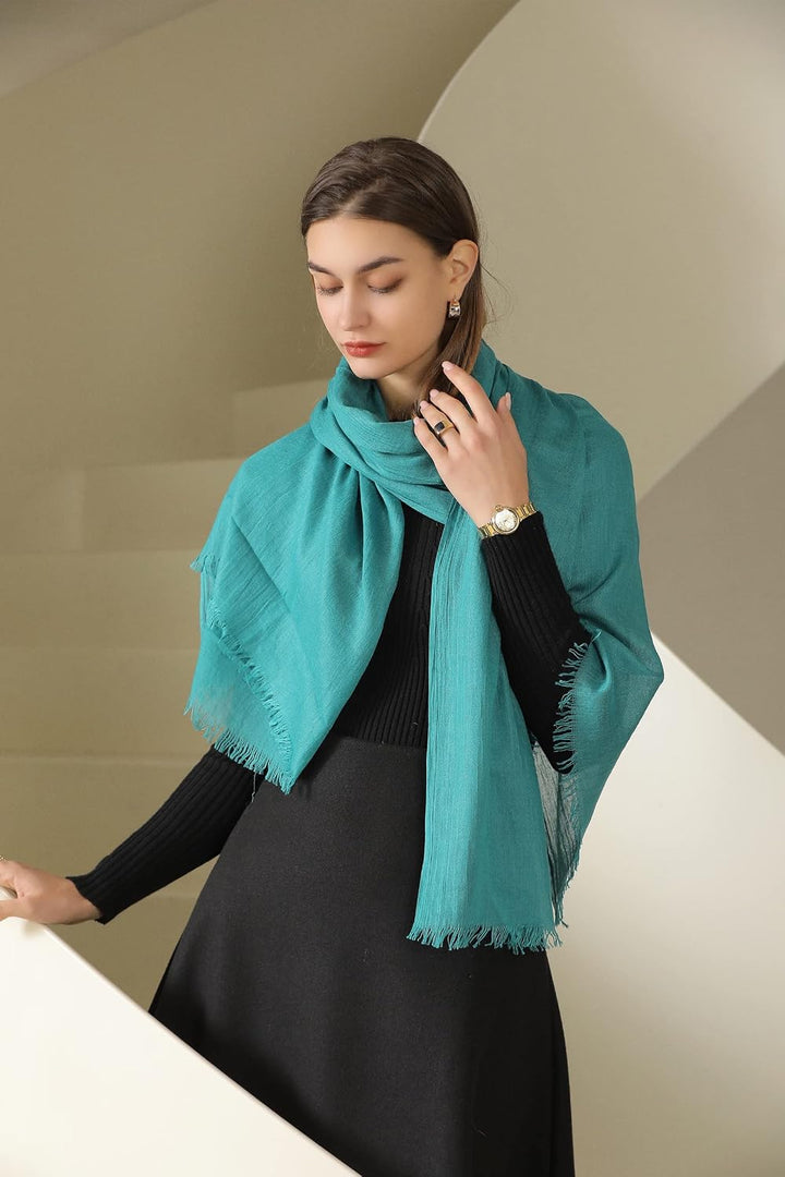 Damen Schultertuch Grosse Winter Warme Schal Scarf Stola für Frauen Deckenschal mit Fransen Blau, Bl