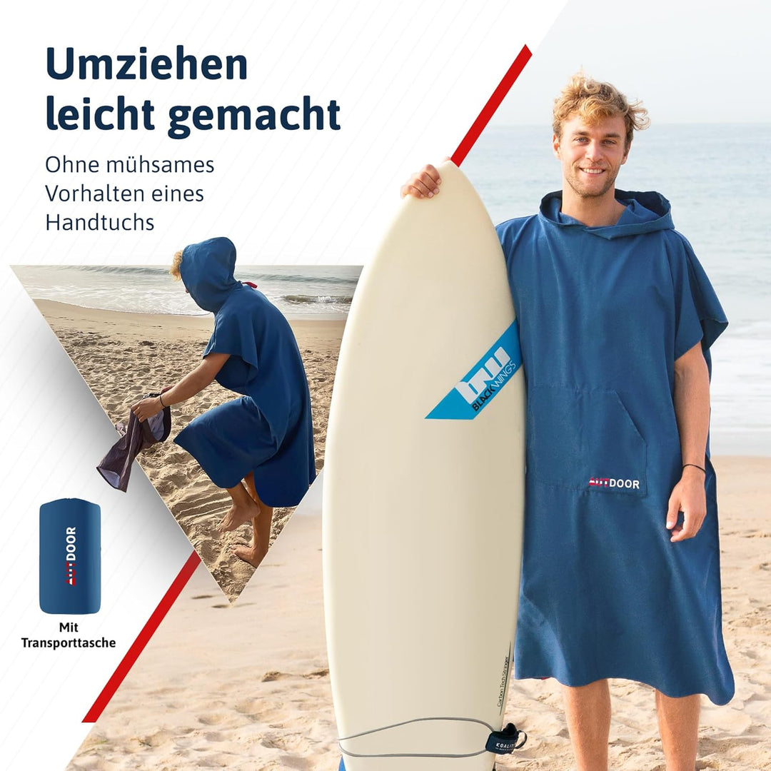 AUTDOOR® Mikrofaser Badeponcho Damen & Herren - nachhaltig aus 100% recycelten PET-Flaschen - Handtu