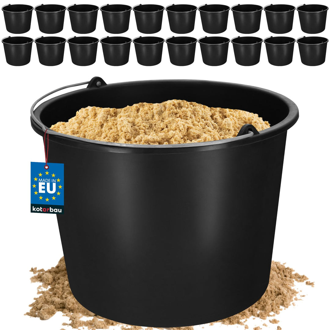 KOTARBAU 20er Set Baueimer 12 L aus Kunststoff Putzeimer Mörteleimer Zementeimer Wassereimer Gartene