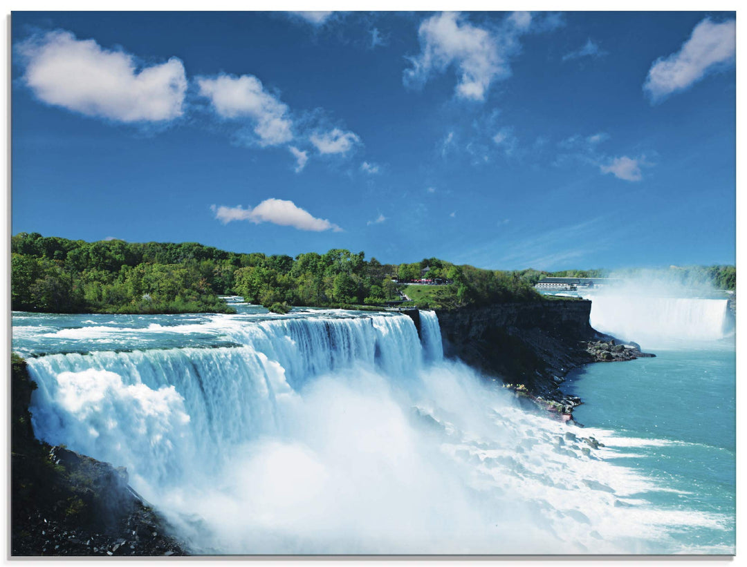 Glasbilder Wandbild Glas Bild einteilig 80x60 cm Querformat Natur Landschaft Wasserfall Niagara Fäll