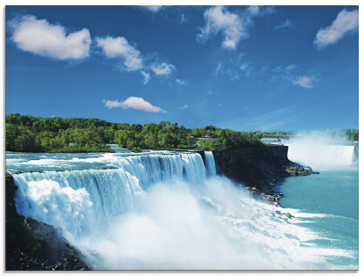 Glasbilder Wandbild Glas Bild einteilig 80x60 cm Querformat Natur Landschaft Wasserfall Niagara Fäll