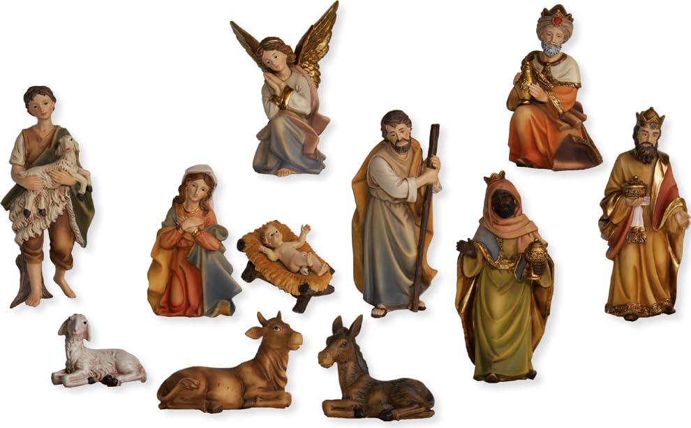 FADEDA 11x Markus-Krippenfiguren/Höhe:12 cm/handbemalt/detailgetreue Krippen Figuren - Weihnachten T
