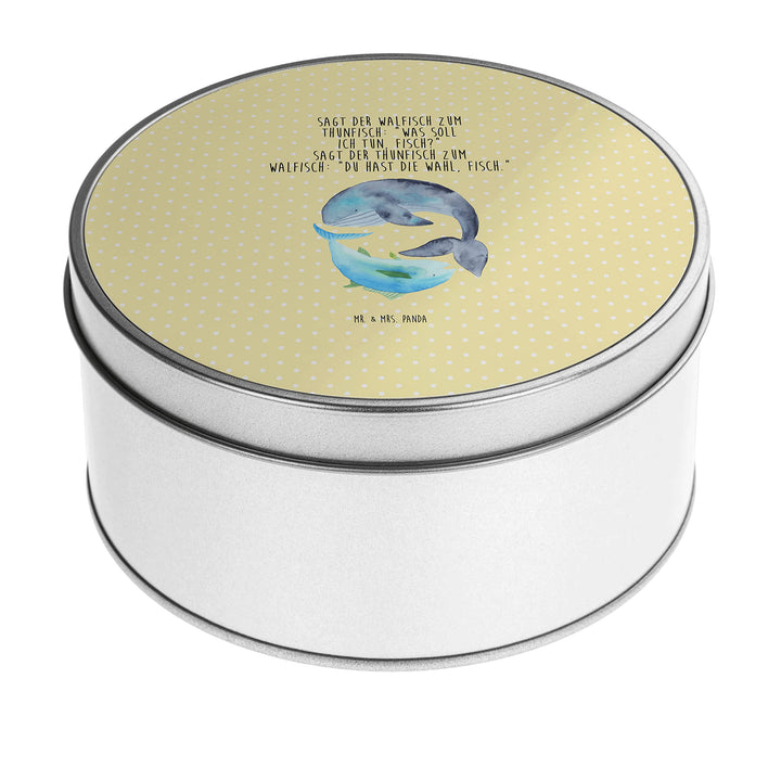 Mr. & Mrs. Panda Blechdose rund Walfisch Thunfisch - Geschenk, Keksdose, Gute Laune, Wahl, lustige S