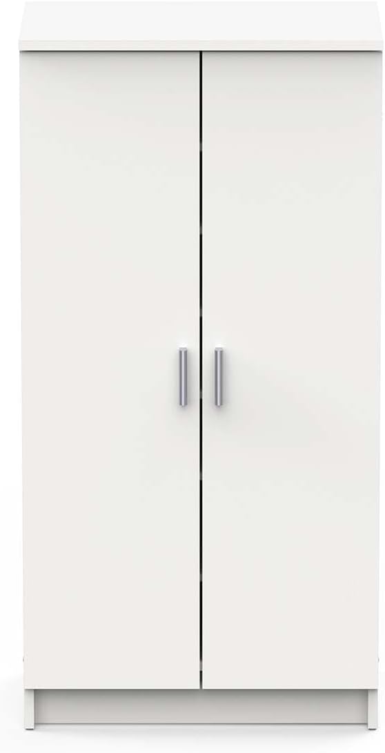 Multifunktions-Kleiderschrank mit zwei Türen mit sechs Einlegeböden, Farbe Weiss, Masse 55 x 108 x 3