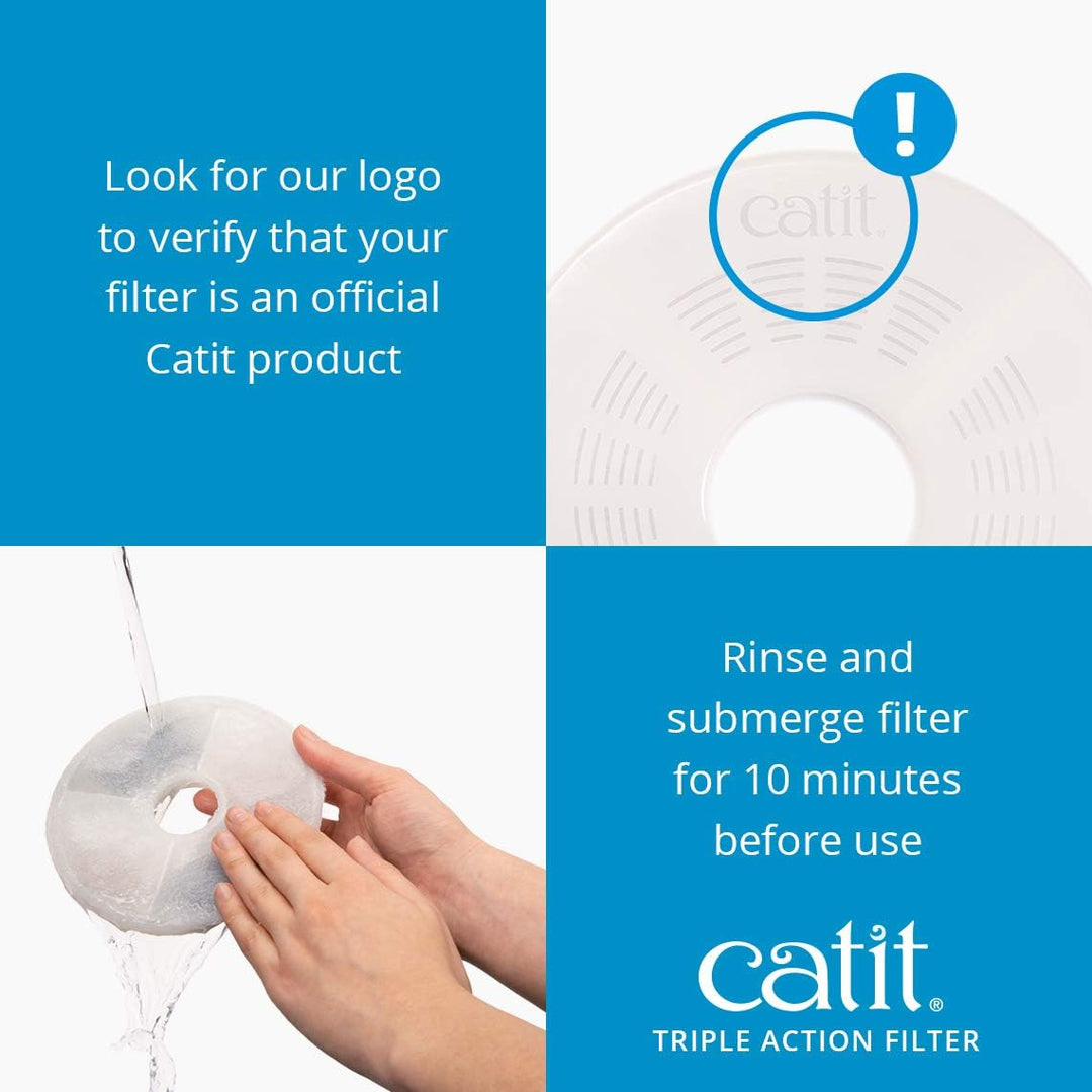 Catit Triple Action Filter, 3fach wirksamer Ersatzfilter, Trinkbrunnenfilter, 5er Pack Old Version,