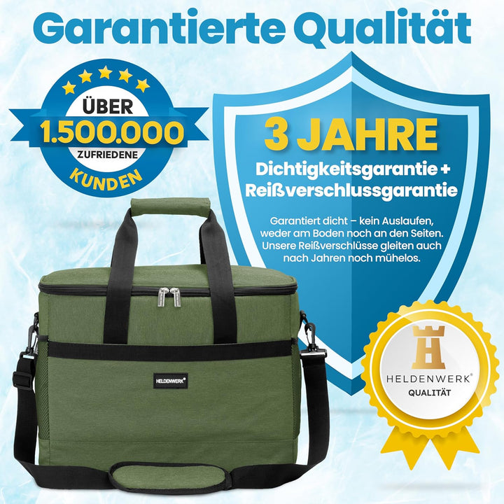 HELDENWERK Kühltasche gross faltbar – Kühlbox bis zu 12h Kühlleistung auslaufsicher &amp; wasserdicht –