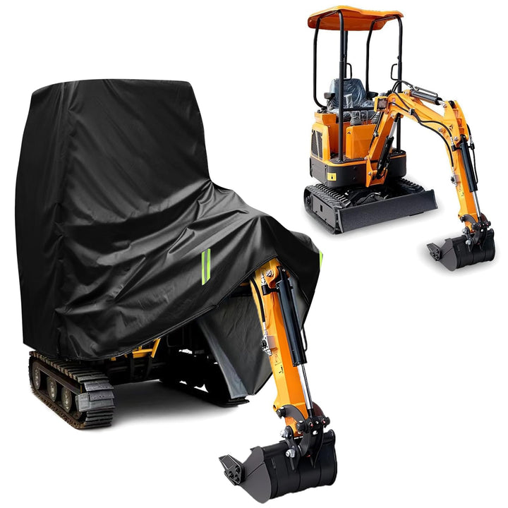 Minibagger Abdeckung, 210D Bagger Schutzhülle mit Winddichtem Gurt und Reflexionsstreifen für Schnee