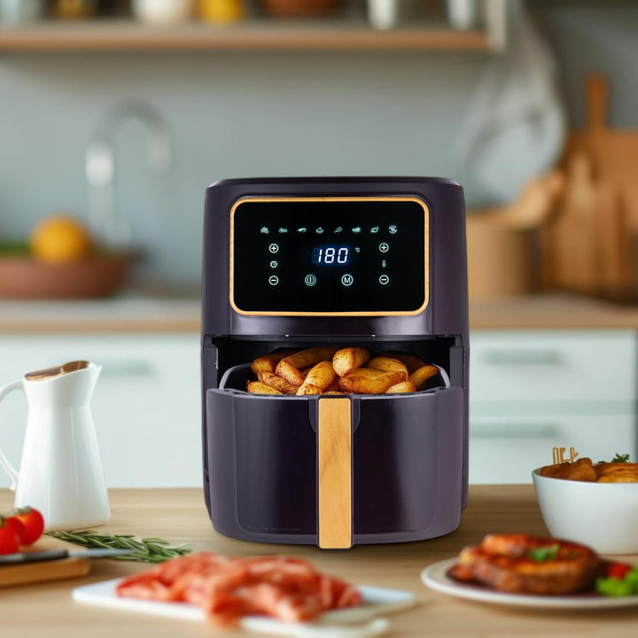 BERGNER CHARCOAL - PFAS-Freie Heissluftfritteuse 1800W 6.9L - 8 Kochprogramme - Air Fryer mit Kerami