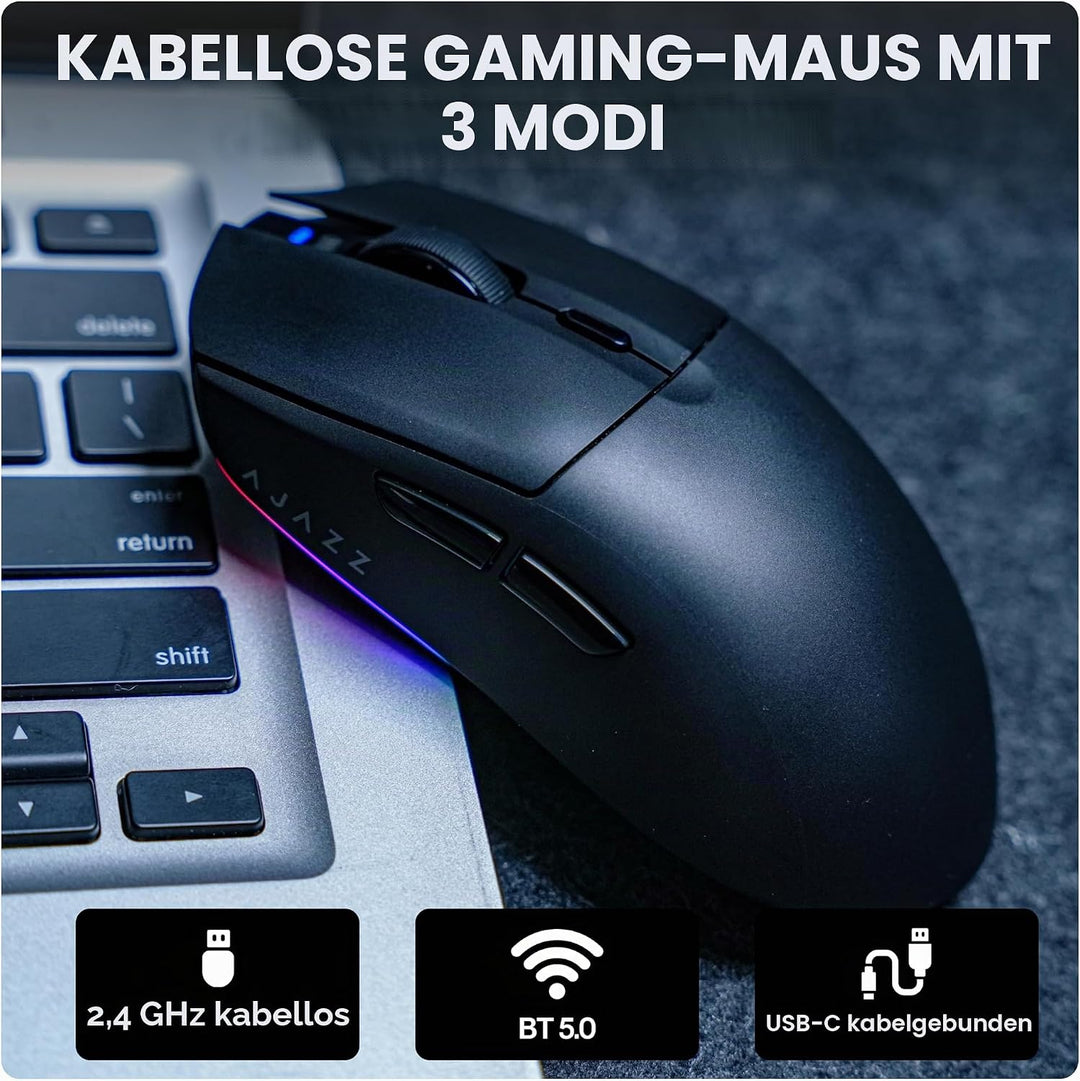 MechLands AJ139 V2 MC Gaming-Maus mit Ladestation, einstellbare 12000 DPI, PAW3311-Sensor, 3 Modi, k