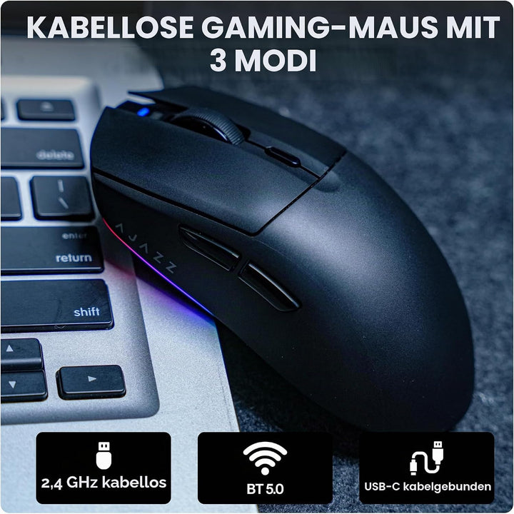 MechLands AJ139 V2 MC Gaming-Maus mit Ladestation, einstellbare 12000 DPI, PAW3311-Sensor, 3 Modi, k