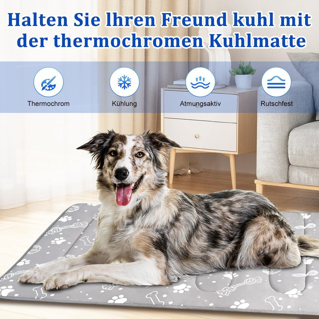 MH MYLUNE HOME Verbesserte Kühlmatte für Haustiere,100 x 70 cm,Grau | 300 g verstärkte Polsterung un